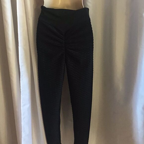 SHEIN NWOT athletic pants in a black waffle pattern in small - Picture 6 of 10